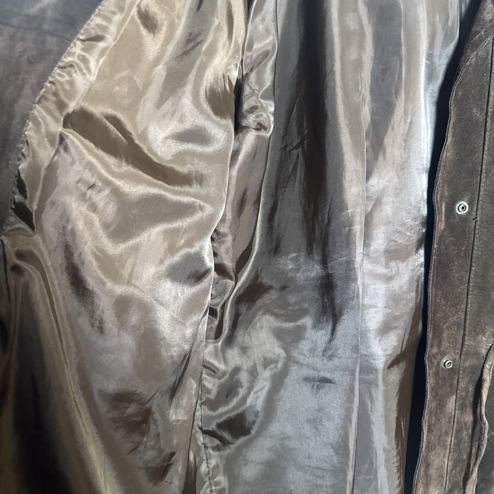 VTG Liz Claiborne Brown Suede Leather Jacket Women XL Snap Distressed Utility - Picture 4 of 8